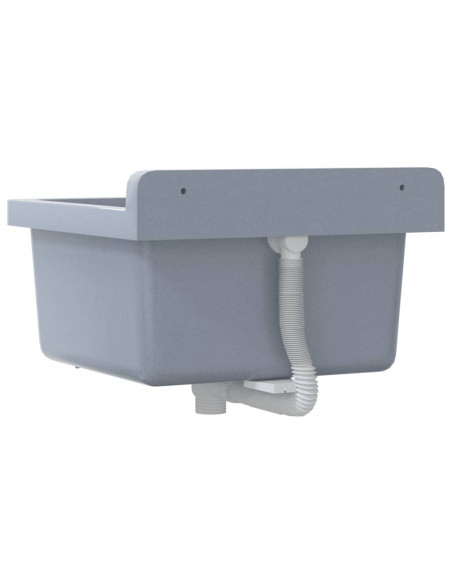 Lavabo a Parete Grigio 40x40x24 cm in Resina