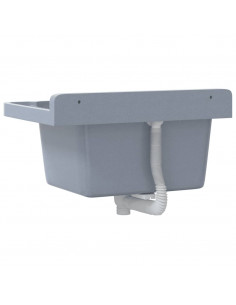 Lavabo a Parete Grigio 50x35x24 cm in Resina