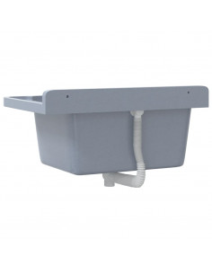 Lavabo a Parete Grigio 60x40x28 cm in Resina