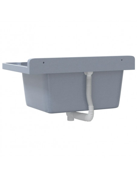 Lavabo a Parete Grigio 60x40x28 cm in Resina