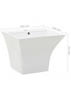 Lavabo a Parete in Ceramica Bianco 500x450x410 mm