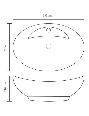 Lavabo Ceramica Lusso Ovale Foro di Scarico e Foro Rubinetto