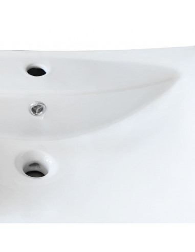 Lavabo Ceramica Lusso Rettangolare Foro di Trabocco e Foro Rubinetto