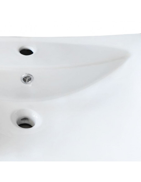 Lavabo Ceramica Lusso Rettangolare Foro di Trabocco e Foro Rubinetto