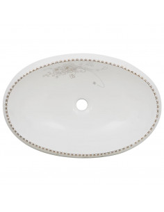 Lavabo da Appoggio Bianco Ovale 59x40x15 cm Ceramica