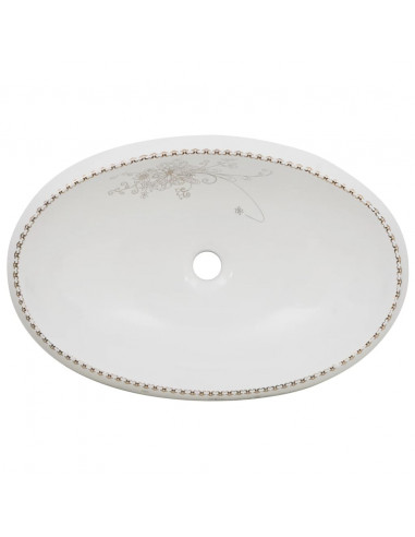 Lavabo da Appoggio Bianco Ovale 59x40x15 cm Ceramica
