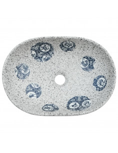 Lavabo da Appoggio Grigio e Blu Ovale 47x33x13 cm Ceramica