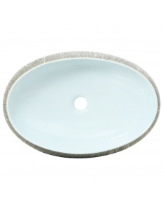 Lavabo da Appoggio Grigio e Blu Ovale 59x40x15 cm Ceramica