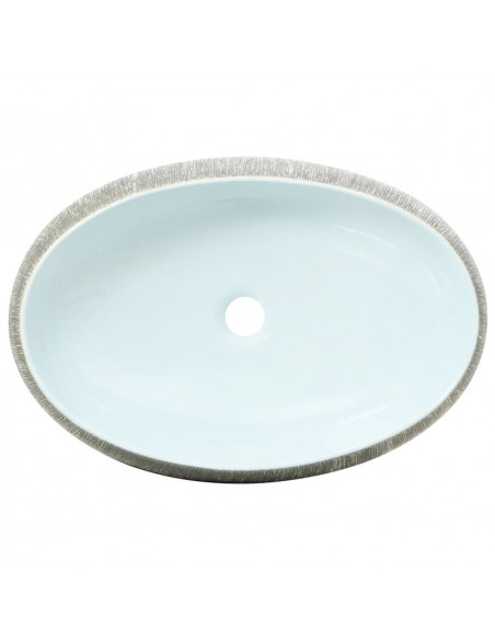 Lavabo da Appoggio Grigio e Blu Ovale 59x40x15 cm Ceramica