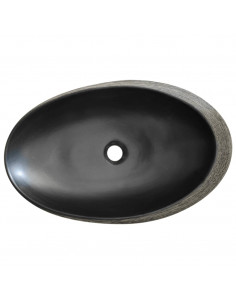 Lavabo da Appoggio Grigio e Nero Ovale 59x40x14 cm Ceramica