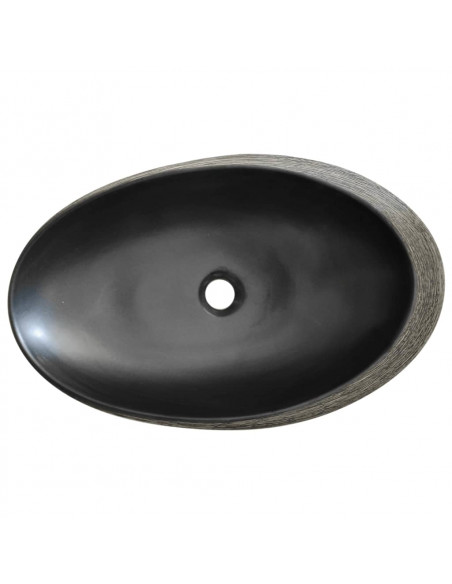 Lavabo da Appoggio Grigio e Nero Ovale 59x40x14 cm Ceramica
