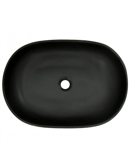 Lavabo da Appoggio Grigio e Nero Ovale 59x40x14 cm Ceramica