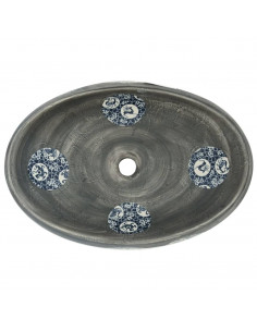 Lavabo da Appoggio Grigio Ovale 59x40x15 cm Ceramica