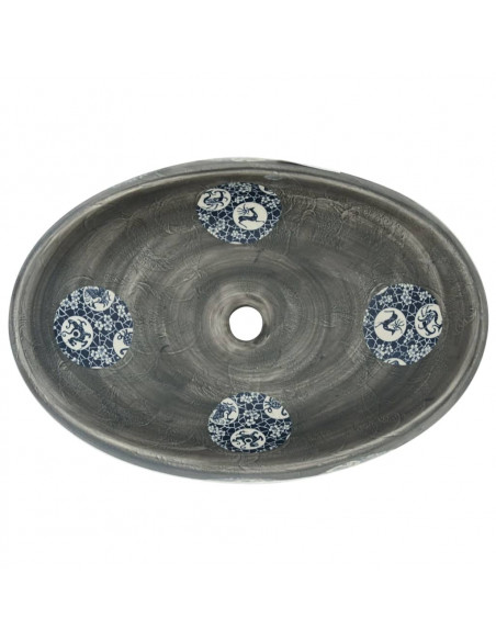 Lavabo da Appoggio Grigio Ovale 59x40x15 cm Ceramica