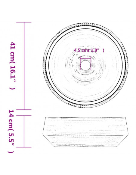 Lavabo da Appoggio Grigio Rotondo Φ41x14 cm Ceramica