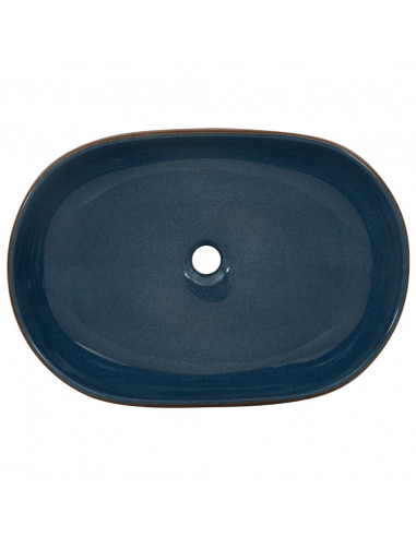 Lavabo da Appoggio Marrone e Blu Ovale 59x40x14 cm Ceramica
