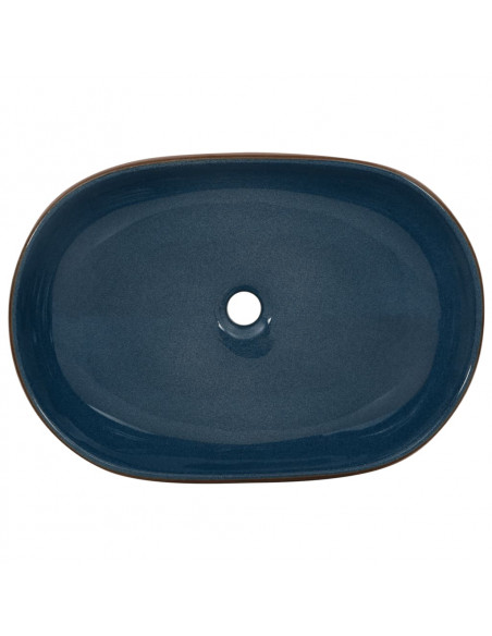 Lavabo da Appoggio Marrone e Blu Ovale 59x40x14 cm Ceramica