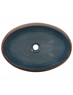 Lavabo da Appoggio Marrone e Blu Ovale 59x40x15 cm Ceramica