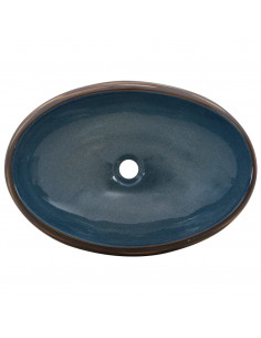 Lavabo da Appoggio Marrone e Blu Ovale 59x40x15 cm Ceramica