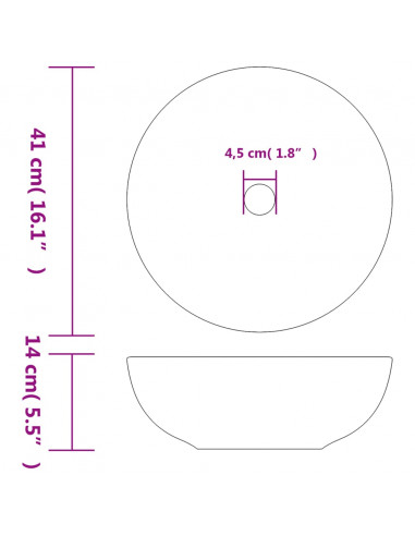 Lavabo da Appoggio Multicolore Rotondo Φ41x14 cm Ceramica