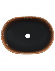 Lavabo da Appoggio Nero e Arancione Ovale 47x33x13 cm Ceramica