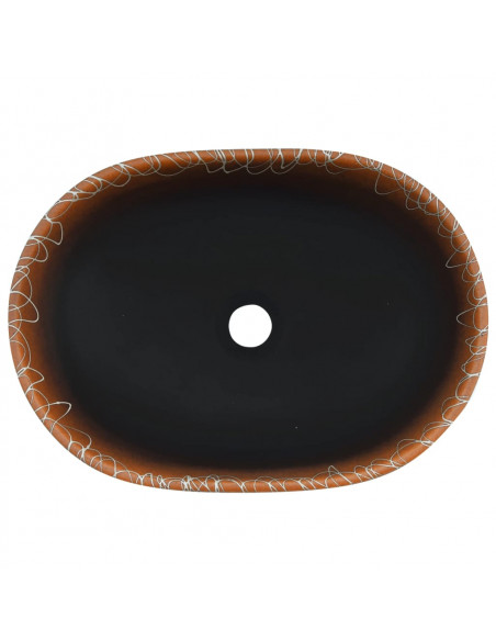 Lavabo da Appoggio Nero e Arancione Ovale 47x33x13 cm Ceramica