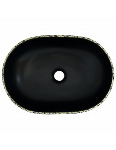 Lavabo da Appoggio Nero e Blu Ovale 47x33x13 cm Ceramica