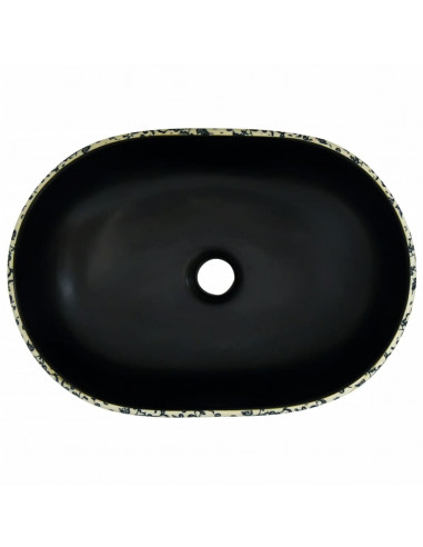 Lavabo da Appoggio Nero e Blu Ovale 47x33x13 cm Ceramica
