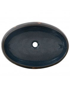 Lavabo da Appoggio Nero e Blu Ovale 59x40x15 cm Ceramica