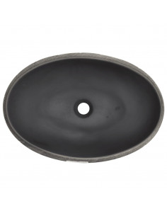 Lavabo da Appoggio Nero e Grigio Ovale 59x40x15 cm Ceramica