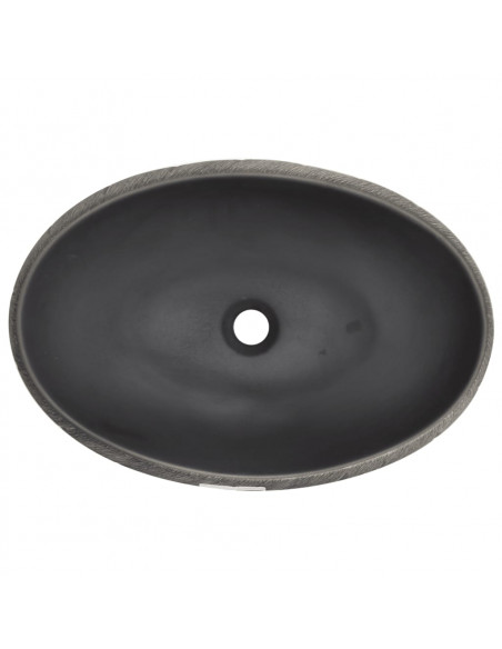 Lavabo da Appoggio Nero e Grigio Ovale 59x40x15 cm Ceramica