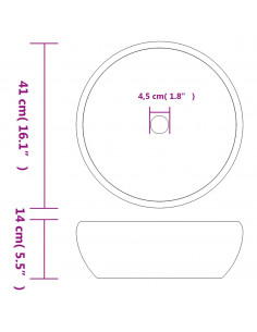 Lavabo da Appoggio Nero e Grigio Rotondo Φ41x14 cm Ceramica