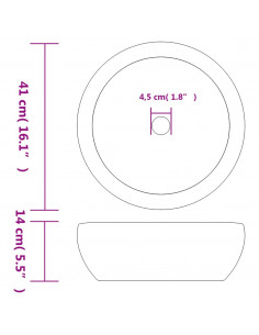 Lavabo da Appoggio Nero e Marrone Rotondo Φ41x14 cm Ceramica