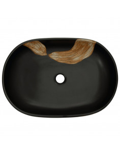 Lavabo da Appoggio Nero Ovale 59x40x14 cm Ceramica