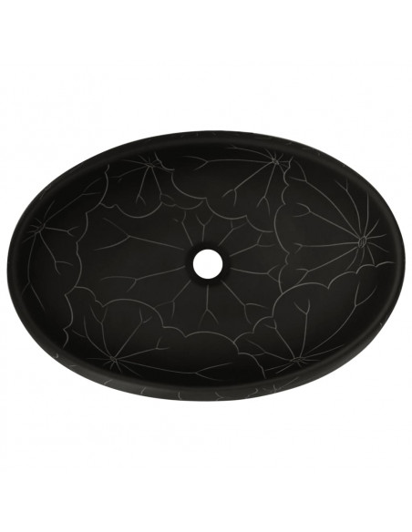 Lavabo da Appoggio Nero Ovale 59x40x15 cm Ceramica