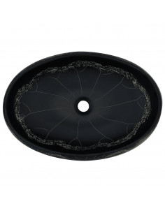 Lavabo da Appoggio Nero Ovale 59x40x15 cm Ceramica