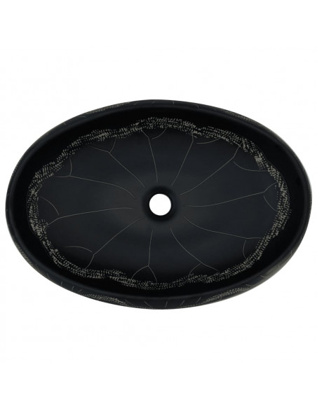Lavabo da Appoggio Nero Ovale 59x40x15 cm Ceramica