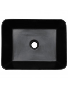 Lavabo da Appoggio Nero Rettangolare 46x35,5x13 cm Ceramica