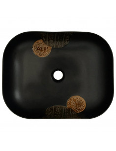 Lavabo da Appoggio Nero Rettangolare 48x37,5x13,5 cm Ceramica