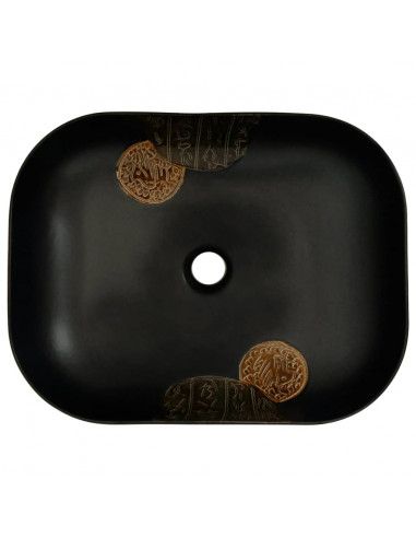 Lavabo da Appoggio Nero Rettangolare 48x37,5x13,5 cm Ceramica