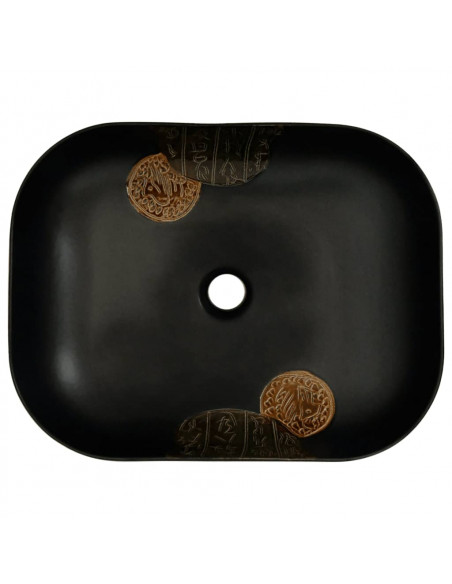 Lavabo da Appoggio Nero Rettangolare 48x37,5x13,5 cm Ceramica
