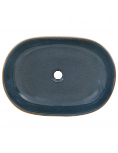 Lavabo da Appoggio Sabbia e Blu Ovale 59x40x14 cm Ceramica