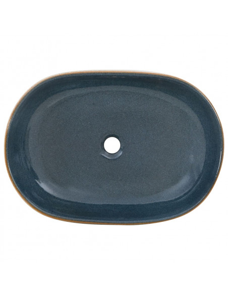 Lavabo da Appoggio Sabbia e Blu Ovale 59x40x14 cm Ceramica