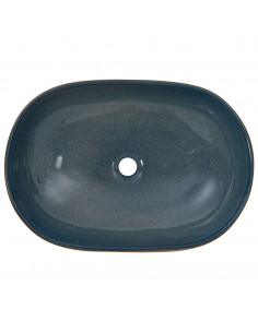 Lavabo da Appoggio Sabbia e Blu Ovale 59x40x14 cm Ceramica