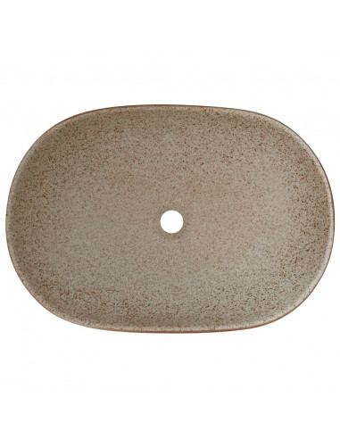 Lavabo da Appoggio Sabbia e Marrone Ovale 59x40x14 cm Ceramica