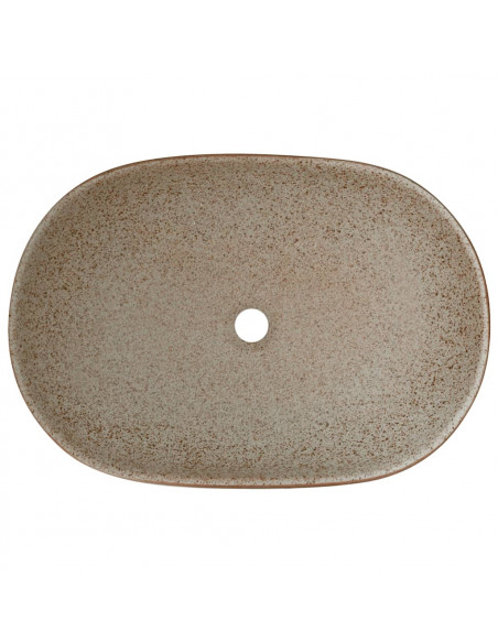 Lavabo da Appoggio Sabbia e Marrone Ovale 59x40x14 cm Ceramica
