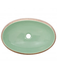 Lavabo da Appoggio Verde e Marrone Ovale 59x40x15 cm Ceramica