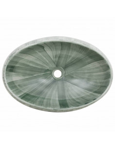 Lavabo da Appoggio Verde Ovale 59x40x15 cm Ceramica