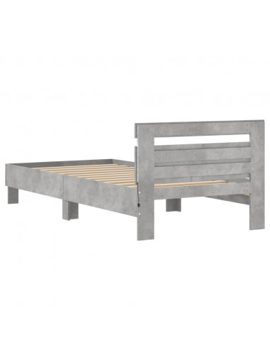 Giroletto con Testiera e LED Grigio Cemento 100x200 cm