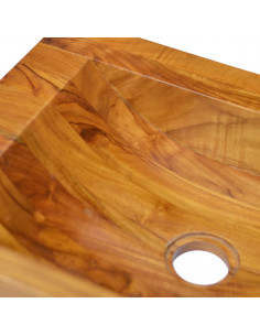 Lavabo in Legno Massello di Teak 50x35x10 cm